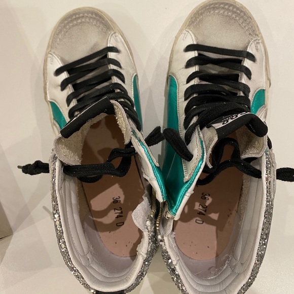 Golden Goose Slide Sneaker Green/Glitter sz 36 NIB - Picture 7 of 10